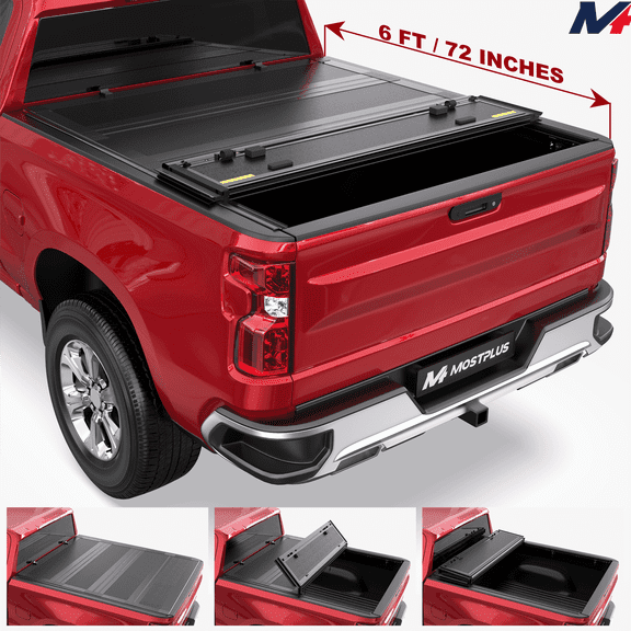 MOSTPLUS 6FT 4-Fold Hard Bed Tonneau Cover for 15-22 Chevy Colorado GMC Canyon Half Low-Profile