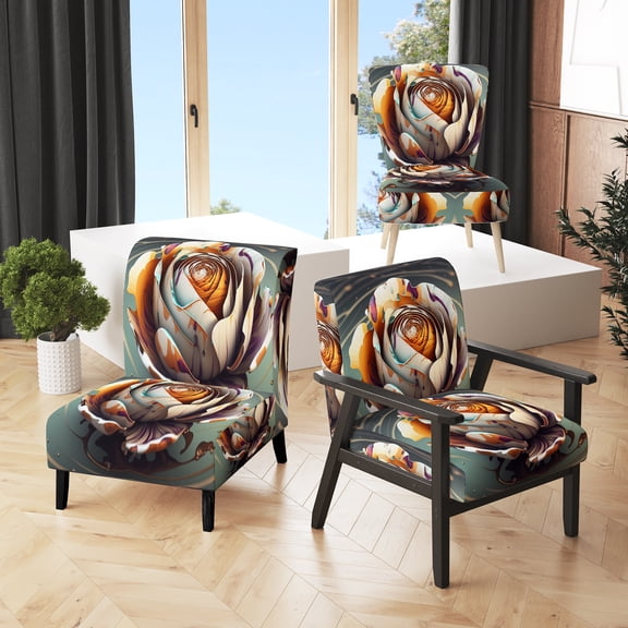 Designart "Colorful Crocus Roses in a Rainbow II" Multicolor Rose Upholstered Accent Chair - Traditional Arm Chair For Bedroom