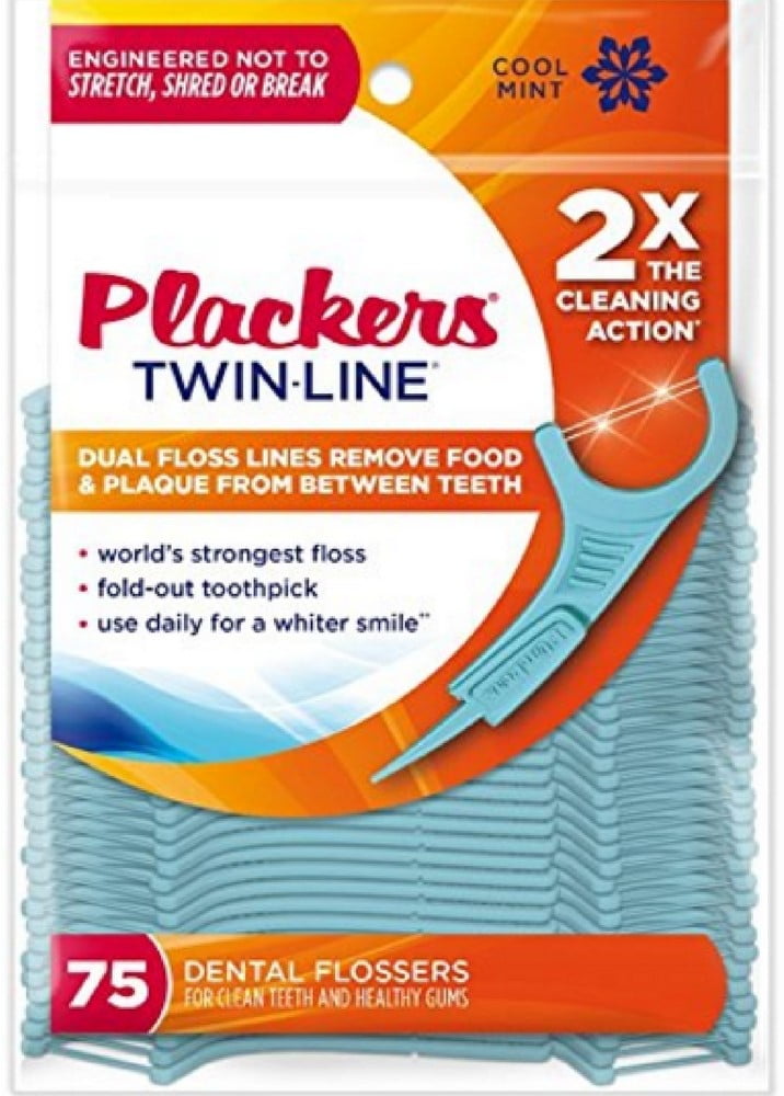 PLACKERS Dental Flossers, TwinLine Advanced Cleaning, Mint Flavor 75