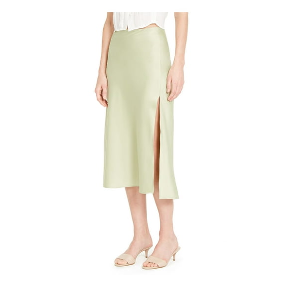 DANIELLE BERNSTEIN Womens Green Slitted Below The Knee A-Line Skirt M