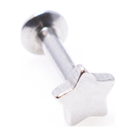BodyJewelryOnline 16g Flat Back Labret Monroe Stud Star Internally Threaded Surgical Steel Body Jewelry Choose Your Size