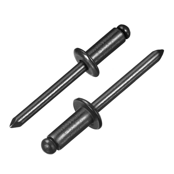 Uxcell 50Pcs 1/4"x1/2" Aluminum Blind Rivets, Dome Head Long Split Rivets, Black