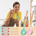 thumbnail image 6 of CLEANCOOL 2-Piece Silicone Nonstick Mixing Spoon Set Kitchen Cooking Spoons with Wooden Handle Heat-Resistant Utensils for Mixing, Baking, Serving, and Stirring (Green, Pink), 6 of 9