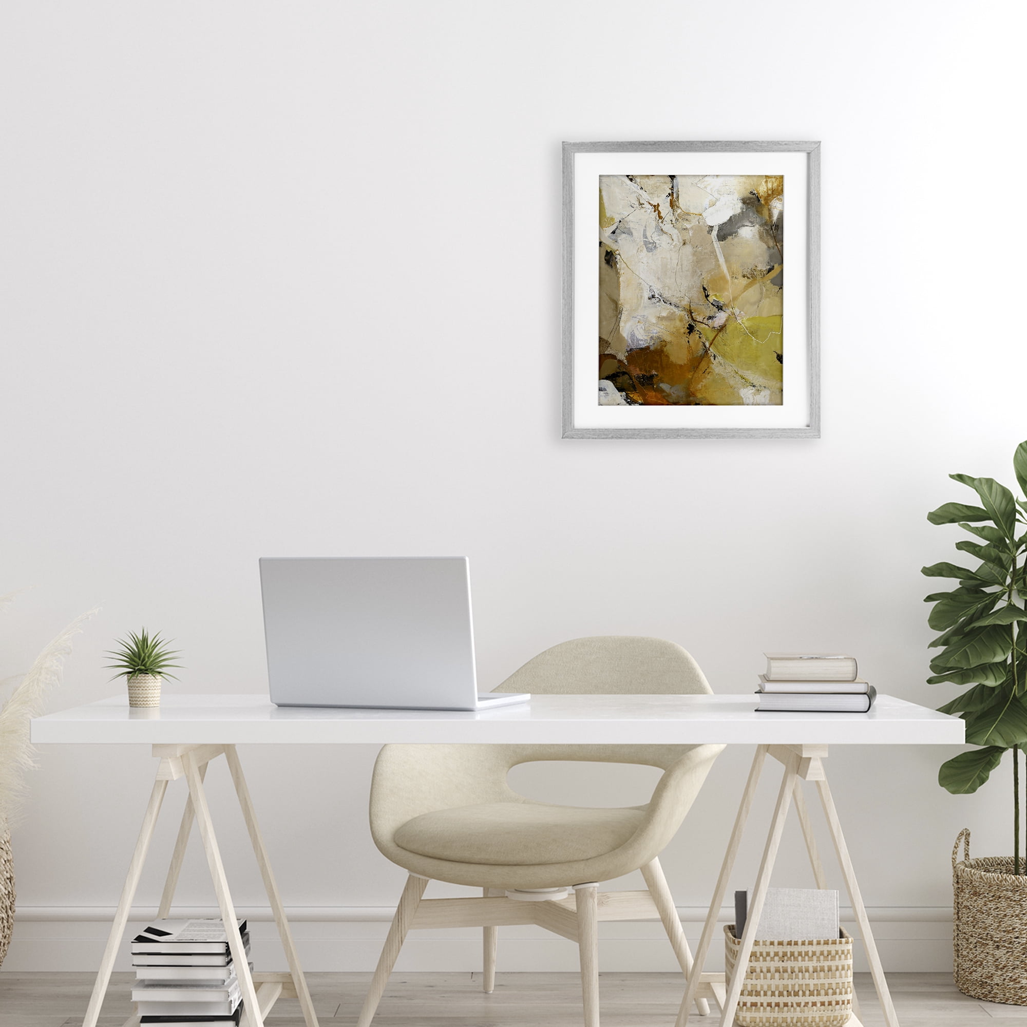 Stupell Industries Warm Earth Tones In Motion Gray Framed Print Under Glass, design by Design Fabrikken