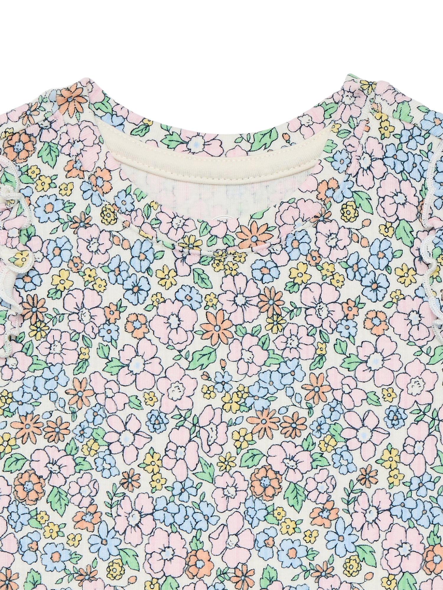 Wonder Nation Baby Girls Tee with Flutter Sleeves, Sizes 0-24 Months