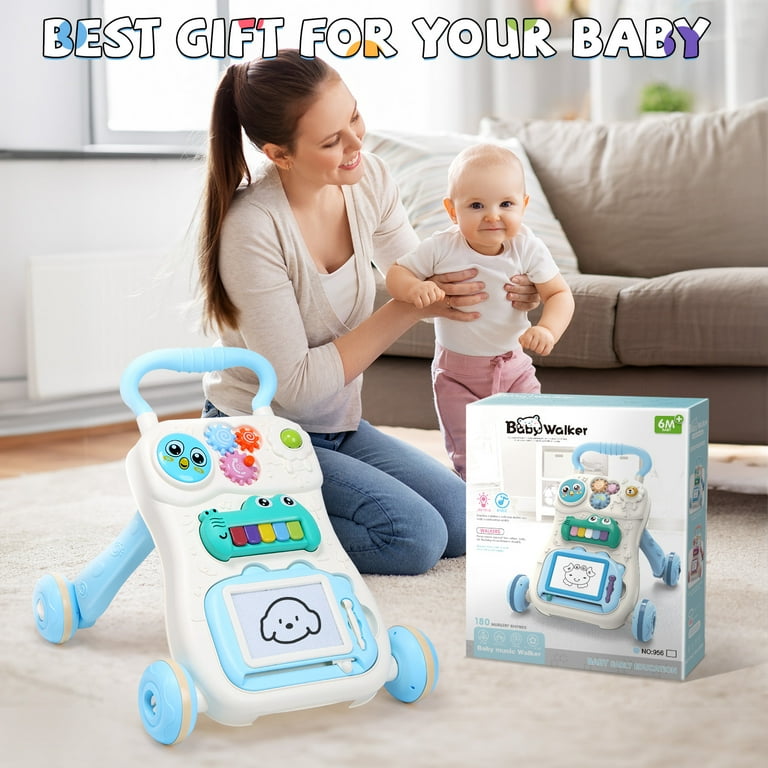 Joystone 2 in 1 Baby Walker with Drawing Board Kids Multiple Activity Center Lights Music Early Learning Push Toys Multifunctional Removable Play