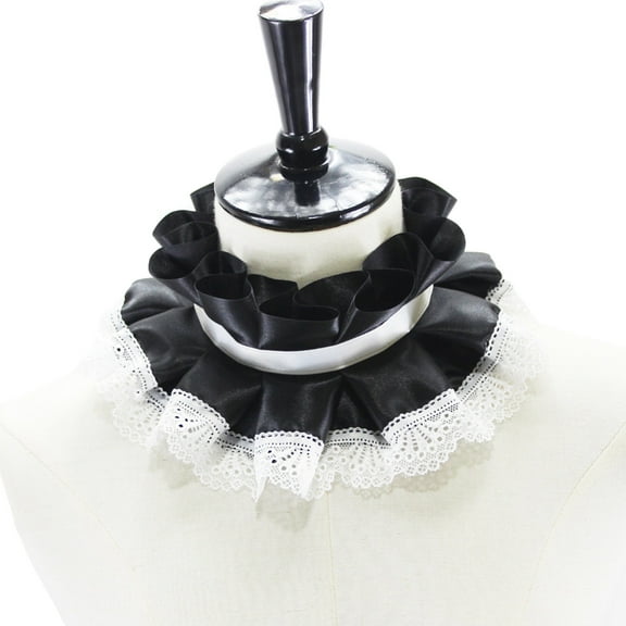 Victorian Vintage Lace Neck Ruff Ruffle Collar Layered Clown Neck Collar Tie Cosplay Accessories for Women