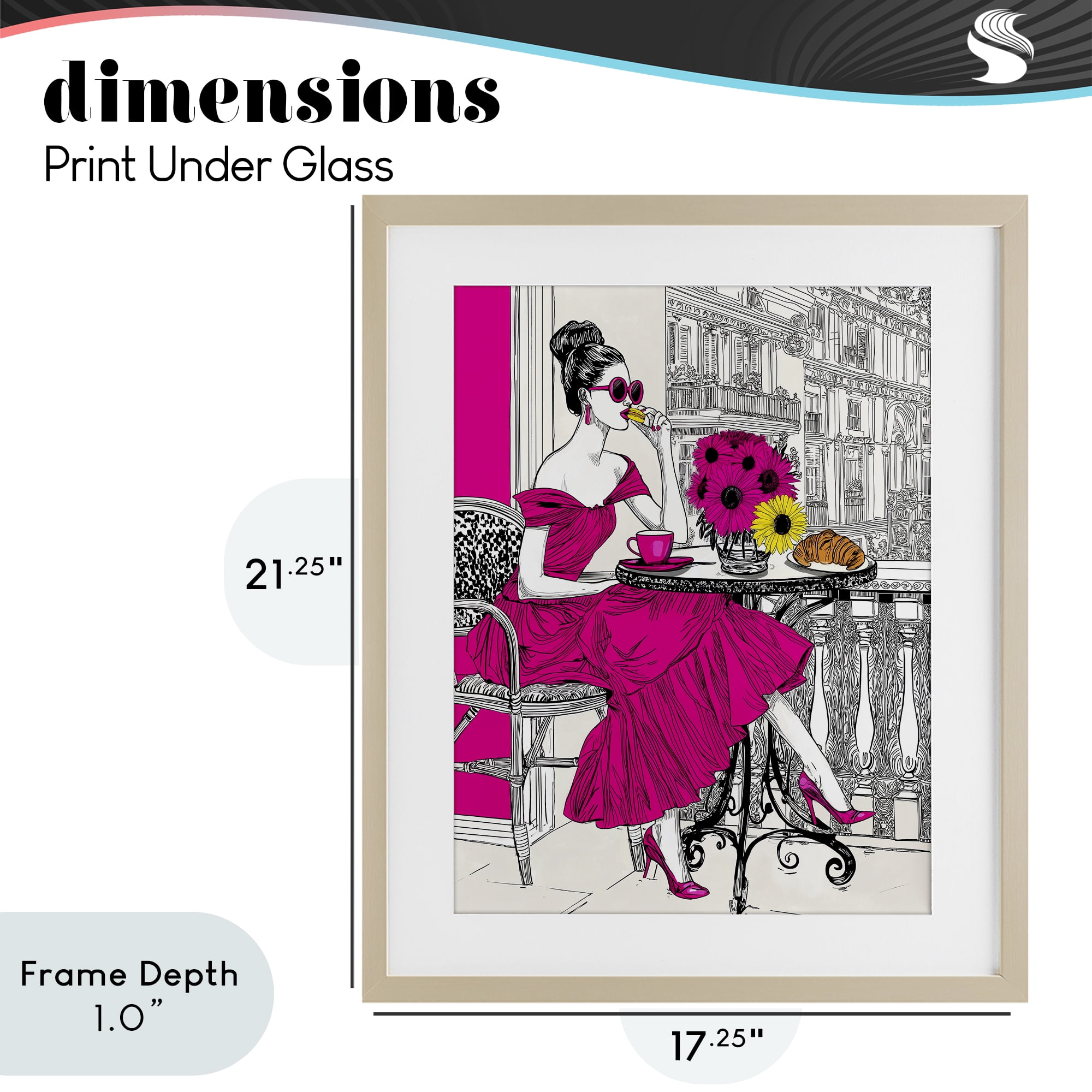 Stupell Industries Glamorous Brunch on Balcony Birch Framed Print Under Glass, design by Jess Stempel