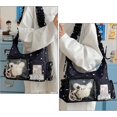 thumbnail image 3 of Sunyuer Kawaii Star Print Ita Shoulder Bag for Women, Cute Ruffle Strap Hobo Crossbody Purse with Clear Window, Multi Pocket Casual Nylon Handbag, Daily Messenger Bag, 3 of 7