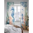 thumbnail image 3 of Sheer Curtains 84 Inches Long 2 Panels Set for Living Room, Seahorse Coastal Semi Sheer Curtains for Windows, Summer Nautical Starfish Coral Beige Voile Window Treatments Rod Pocket Curtain, 3 of 7