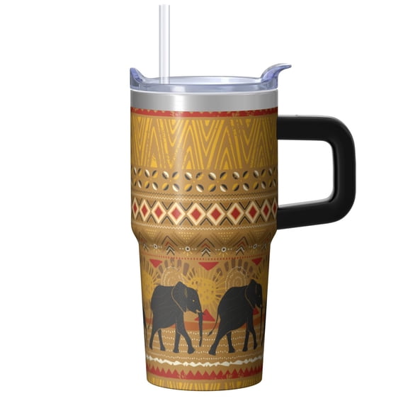 20oz elephant Stainless Steel Tumbler with Handle and Straw Insulated Travel Water Bottle with Lid and Straw Easy to Clean Design Gift for elephant Lovers Women Men