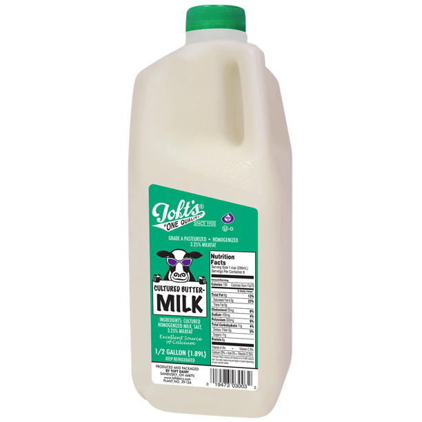 Toft's 3.25 Buttermilk, Half Gallon