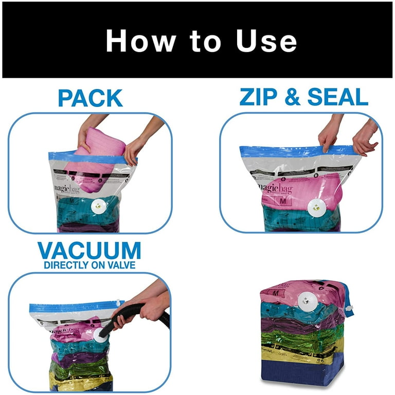 Magicbag® Cube Instant Space Saver Storage - Extra Large - Double Zipper -  4 Pack 