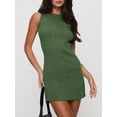 thumbnail image 3 of Minivestido Wenrine para mujer, sin espalda, sin espalda, casual, sin mangas, delgado, fiesta de club, sin mangas, sin mangas, tejido sin mangas, color verde militar, 3 of 5