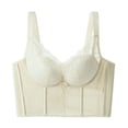 thumbnail image 3 of Gpoecd Racerback Bra Lace V Full Coverage Side Support Shaping Comfort Underwire Bra for Women 01_White,34CD, 3 of 7