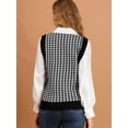 thumbnail image 3 of INSPIRE CHIC Chaleco de cuello redondo para mujer, sin mangas, de pata de gallo, tejido a cuadros, suéter de punto Negro XS, 3 of 6
