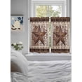 thumbnail image 3 of Texas Star Vintage 2 Panel Kitchen Curtains for Windows, Brown Retro Art Red Berry Wooden Bathroom Privacy Curtain, Home Décor Window Treatment for Bedroom/Living Room 55"x45", 3 of 6