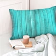 thumbnail image 4 of Goofa Turquoise Wooden2 Print Plush Throw Pillow Case, Soft Velvet with Hidden Zipper, Decorative Cushion Cover for Sofa, Bed, Car, and Home Décor-14"x20", 4 of 6