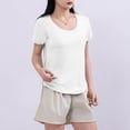 thumbnail image 5 of Olyvenn Fashion Women's Short Sleeve Cotton Scoop Neck Tee Summer Casual Solid T-Shirt Comfyable Breathable Modal Tops White XXL, 5 of 5