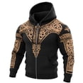 thumbnail image 4 of XIAOCHA Men's Bold Tribal Print Zip Hoodie Stretchy Relax Fit Winter Daily Wear Hooded Pullover, 4 of 4
