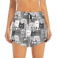 thumbnail image 4 of Lsque Cats Group Printed Women's Running Shorts with Liner Pockets,Elastic Quick Dry Workout Athletic Gym Yoga Shorts,Womens High Waist Shorts-Medium, 4 of 9