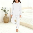 thumbnail image 5 of Fesfesfes Childrens 2 Piece Homewear Set Long Sleeve Top and Pants Soft Fuzzy Fleece Outfit Cozy Matching for Boys Girls Kids Casual Wear Fall Winter(White,9-10 Years), 5 of 7