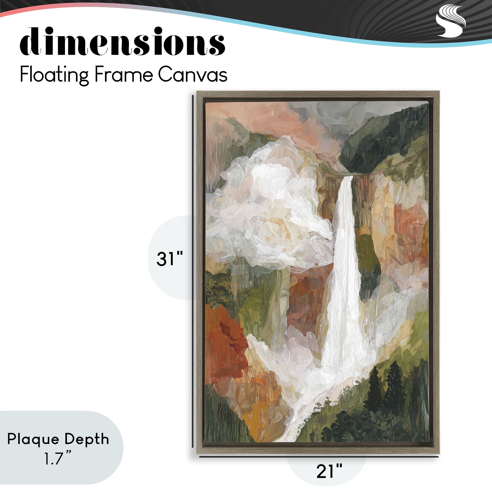 Stupell Industries Mountain Waterfall Landscape Brown Framed Floater Canvas Wall Art, design by Chromatic Storm Studio