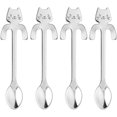 thumbnail image 1 of 4pcs Cat Dessert Spoons Teaspoons Small Cute Stainless Steel Espresso Teaspoons For Tea Sugar Cake Ice Cream Tableware, 1 of 4