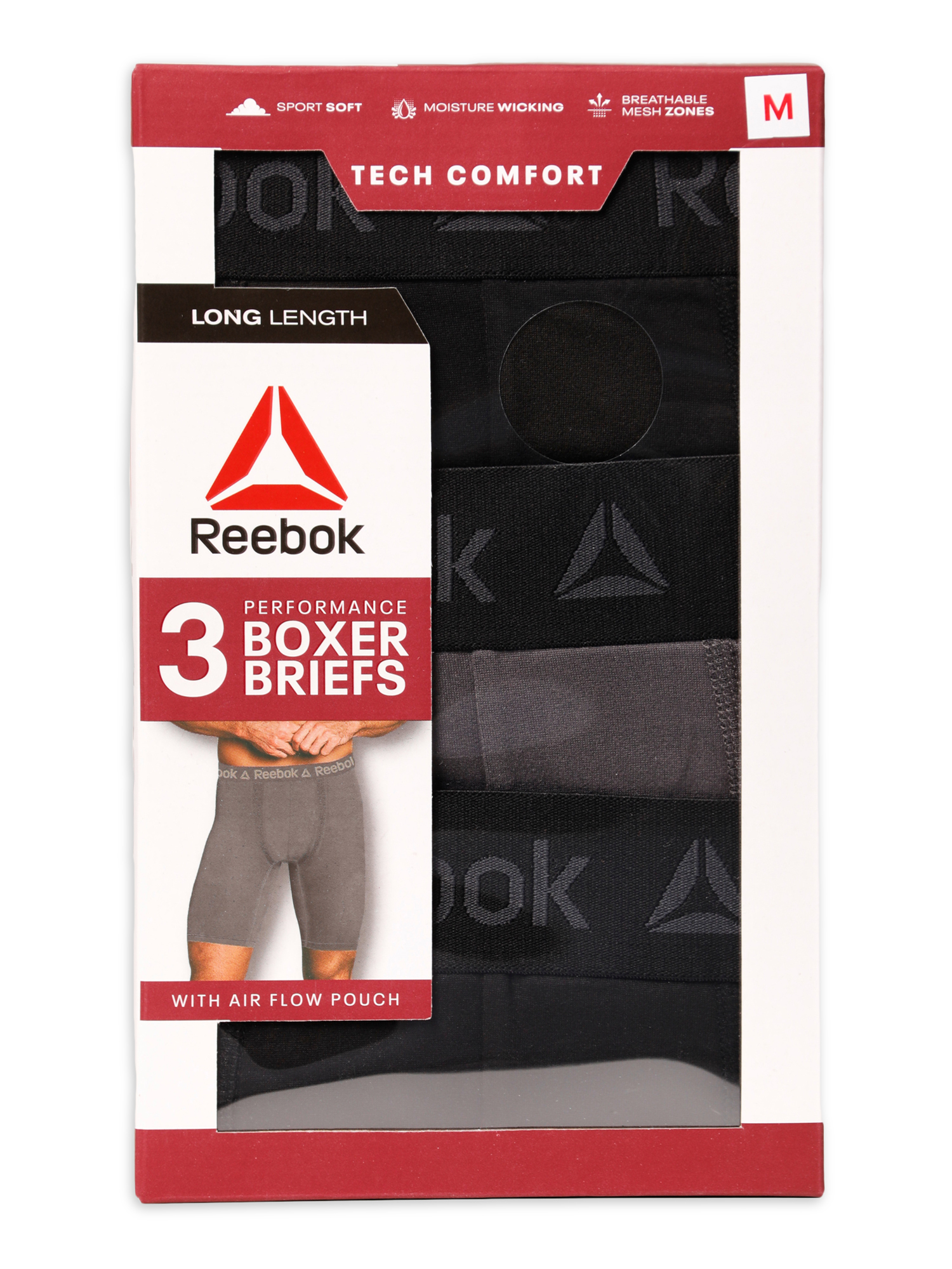 Reebok Men's Tech Comfort Long Leg Boxer Briefs, 3-Pack photo 2