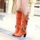 thumbnail image 5 of Zapatos de mujer zapatos de mujer, color sólido, tacón alto, informales, cálidos, de invierno, botas altas hasta la rodilla, zapatos para correr, botas vaqueras, 5 of 6