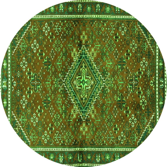 Ahgly Company Indoor Round Persian Green Traditional Area Rugs, 3' Round