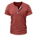 thumbnail image 3 of Mens Big and Tall Henley Shirt, Short Sleeve Shirts for Men Summer Casual Vintage Solid Color Button Up Crewneck T-Shirts with Pockets, 3 of 5