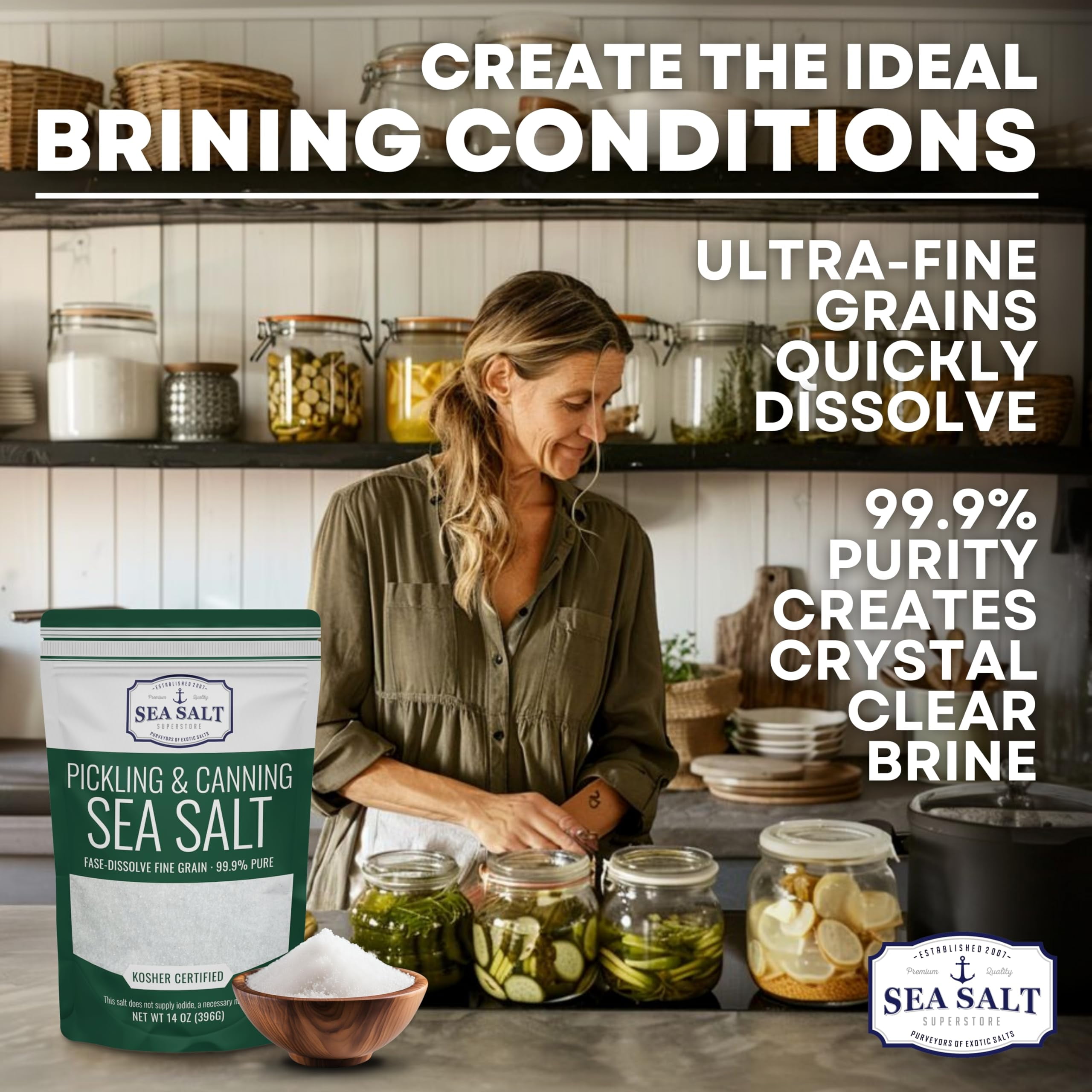 Pickling & Canning Pickling & Curing Salt for Natural Preserving, Fine Kosher Salt for Brining, 5 lb Bag (1X5 lb) Non Iodized