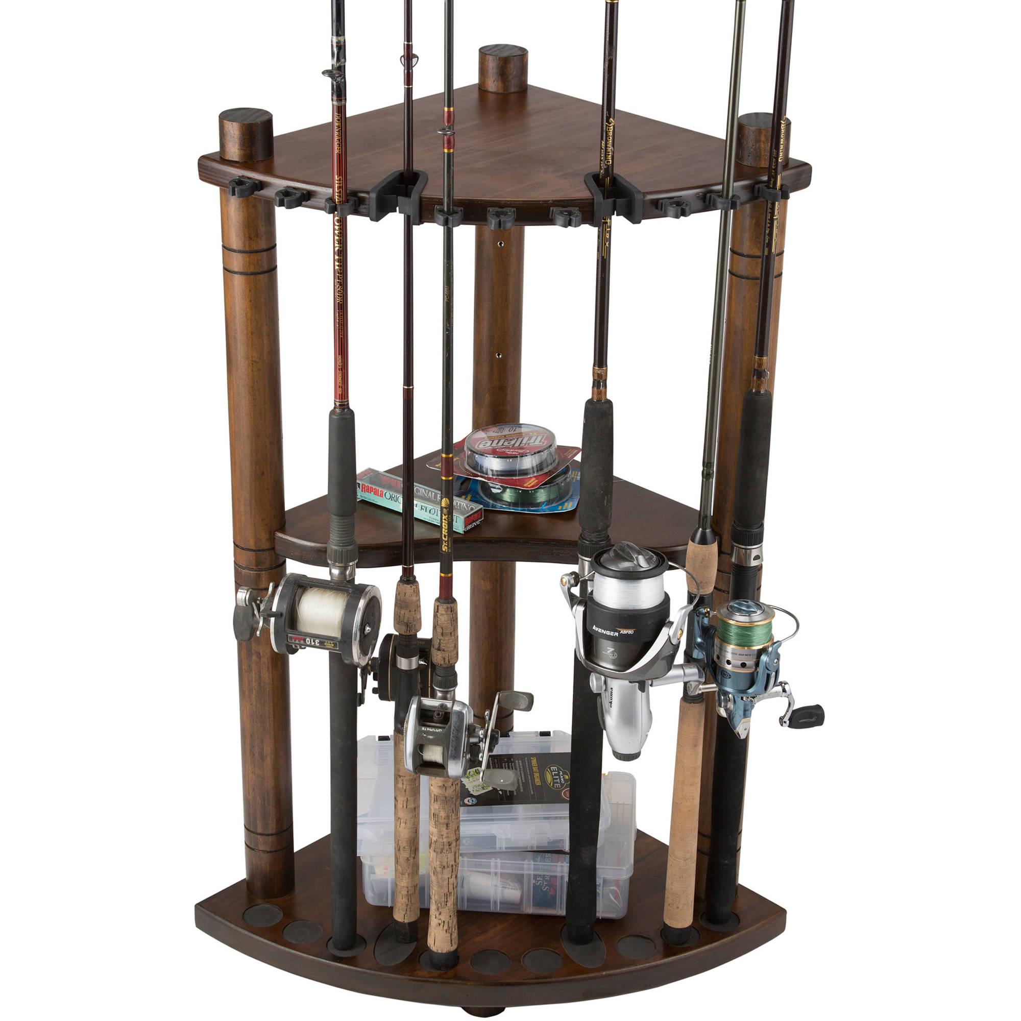 corner fishing rod holder