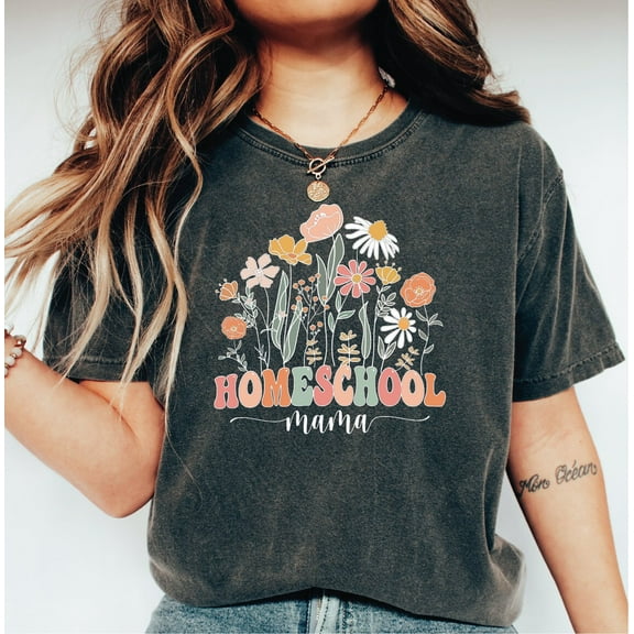 Floral Homeschool Mama Shirt, Homeschool Mom Tee, Homeschool Mommy T-Shirt, Homeschooling Shirt, Christian Mama Shirt, L015