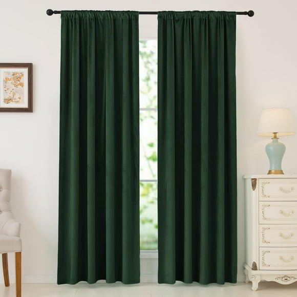 EcoNesxp Green velvet blackout curtains for bedroom 2 piece set thermal insulation curtains blackout thermal insulation curtain fabric