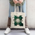 thumbnail image 2 of Stylish Canvas Tote Bag with a geometric diamond design gold lines and vibrant green and black shapes on a cream background, 2 of 4