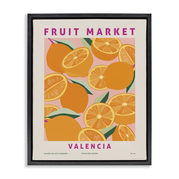 Stupell Industries Fruit Market Oranges Food & Beverage Painting Black Floater Framed Canvas Art Print Wall Art, 17 x 21