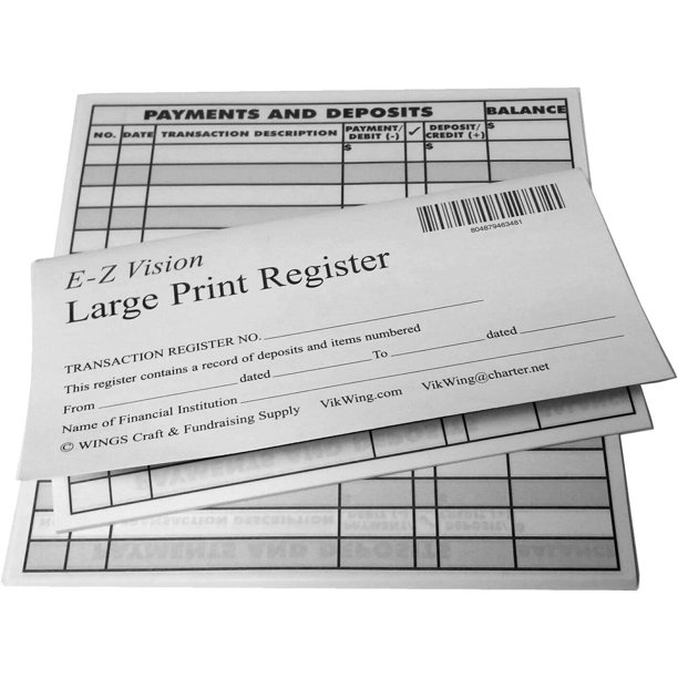 Large Print Checkbook Register Low Vision 2022 2023 2024 Calendar (Set