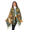 thumbnail image 3 of FORMRS Womens Scarf Winter Soft Long Big Warm Shawls Wrap Tassel Scarves, Flowers and Dog, 3 of 9
