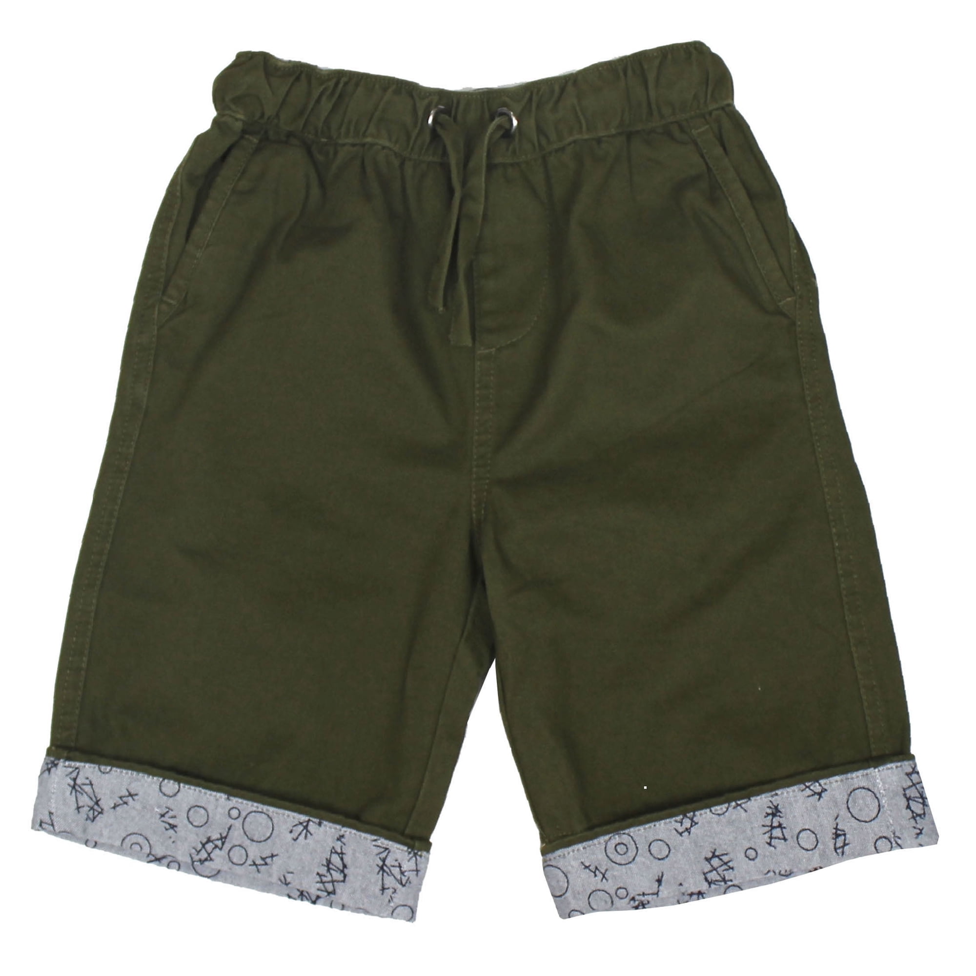 Bienzoe Boy s Cotton Twill Elastic Waist Shorts Green Size 10