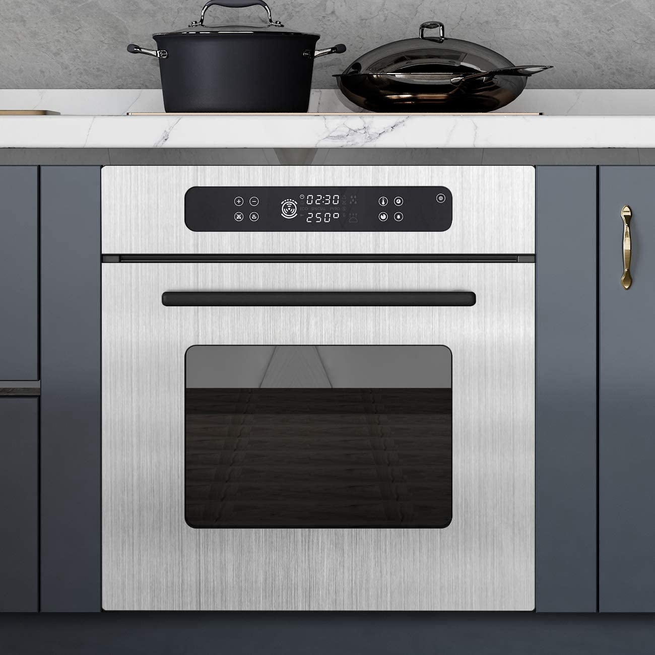 24x160in Silver Stainless Steel Backsplash Contact Paper Metal Texture Interior Vinyl Film Waterproof Countertop Self Adhesive Laminate Shelf Liner Dishwasher Microwave Fridge Oven Makeover