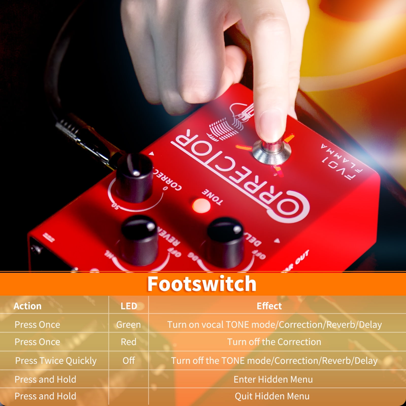 FLAMMA FV01 Vocal Effects Processor Pitch Correction Pedal