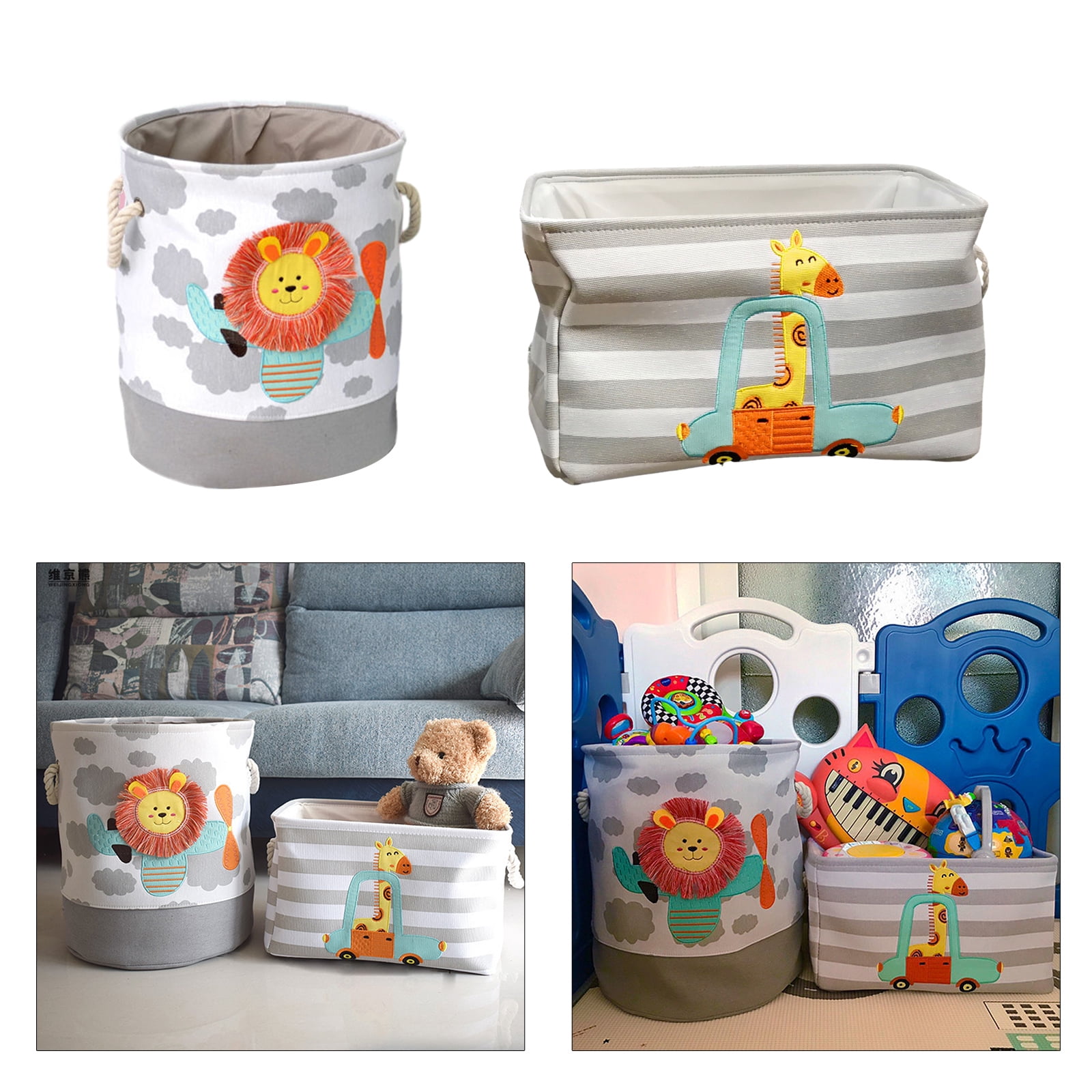 Baby Laundry Basket Cute Giraffe Foldable Toy Storage Bucket Picnic Dirty Clothes Basket Box Cartoon Animal Organizer