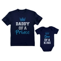 Daddy Of a Prince & Son Of a King Father & Baby Boy Matching Set Shirt Bodysuit Daddy Navy Medium / Son Navy 24M (18-24M)