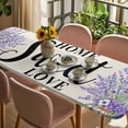 thumbnail image 3 of Spring Lavender Table Cloths for 8 Foot Rectangle Tables, Country Pastoral Botanical Purple Flowers Patio Waterproof Elastic Fitted Tablecloths, Washable Rectangular Table Cover for Camping, 3 of 8