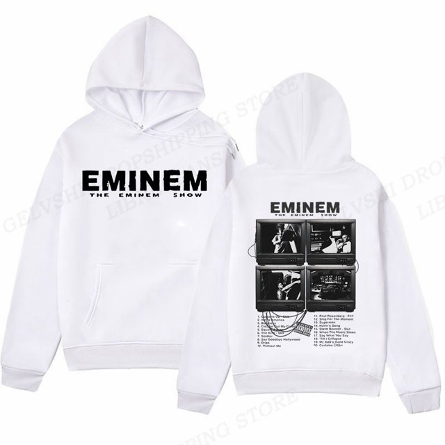 QIUPING Sweat à Capuche Eminem Rap pour Hommes, Pull Fan Hip Hop