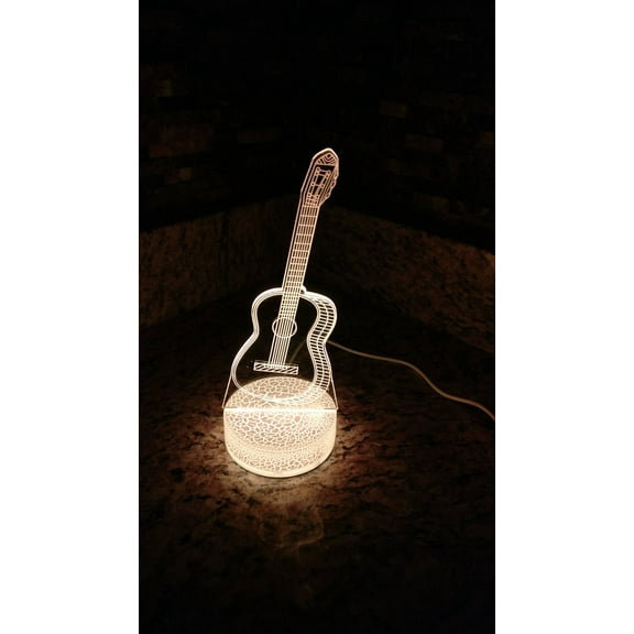 Guitar Music Instrument 3D Night Light Color Changing Illusion Lamp for Children Kids Girls Boys Fan Gift Christmas Birthday Best Gifts