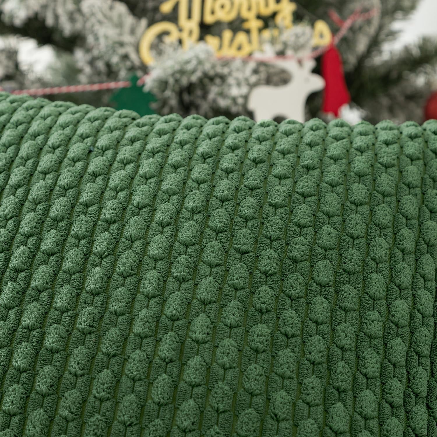 Holzlrgus Throw Pillow Covers 12x20 inch Soft Striped Decorative Cushion Cases with Hidden Zipper for Couch Sofa Bed, 2 Pieces, Dark Green