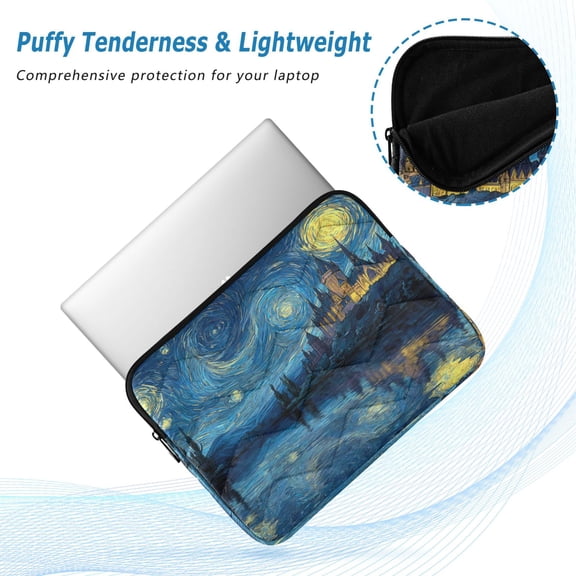 Iauyy（M)13.4 inch Laptop Sleeve,Shockproof Durable Computer Carrying laptop Bag，Slim Cover for 13.4-14 inch HP Dell Lenovo Asus Notebook,Starry Night Style Castle Lake